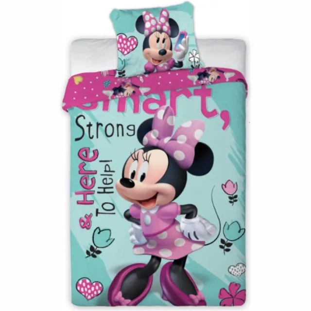 Disney Minnie Mouse Dekbedovertrek - 140x200 cm - Smart & Strong - Multi/Roze turquoise
