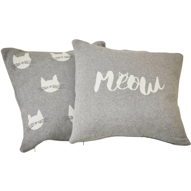 Loberon Kussenhoes set van 2 Solviana grijs/crème