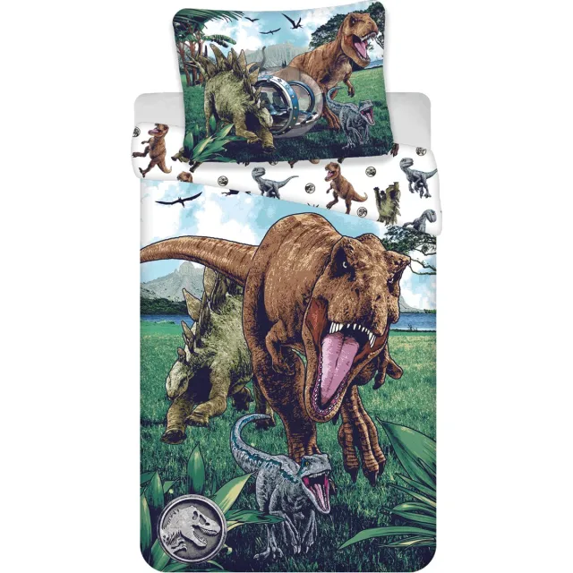 Jurassic World Dekbedovertrek 3 dino's 140 x 200 cm Katoen Multicolor
