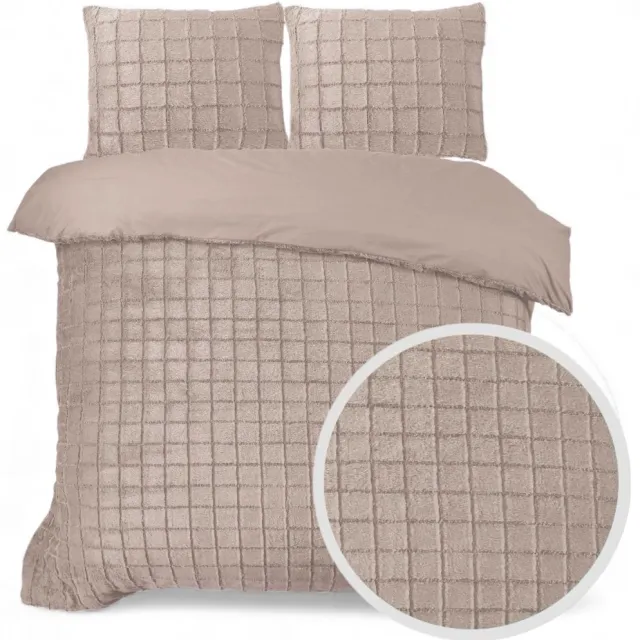 Husch Teddy Fleece Faux Fur Dekbedovertrek Taupe - Lits - Jumeaux - 240x200/220 cm - Heerlijk Zacht