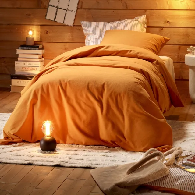 De Witte Lietaer Dekbedovertrek Laura Copper - Eenpersoons - 140 x 200/220 cm - Katoen Flanel Oranje