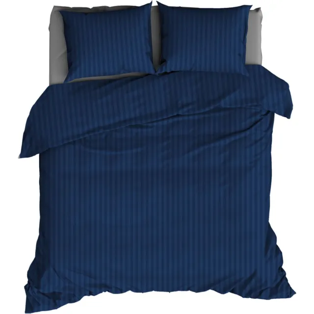 Satin D Or SATIN D'OR SATIJN Dekbedovertrek 260x200/220 streep nightblue Blauw