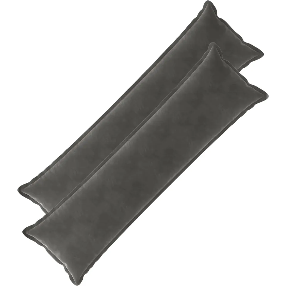 vidaXL Kussensloop 2 st HOUTEN Donkergrijs 40 x 145 cm Fluweel, foto 3