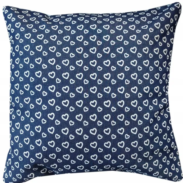 Jedeka Dekoratieve Kussenhoes 40x40cm - Marineblauw met Hartjes