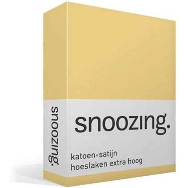 Snoozing Katoen-satijn - Hoeslaken - Extra Hoog - Tweepersoons - 120x200 cm - Geel