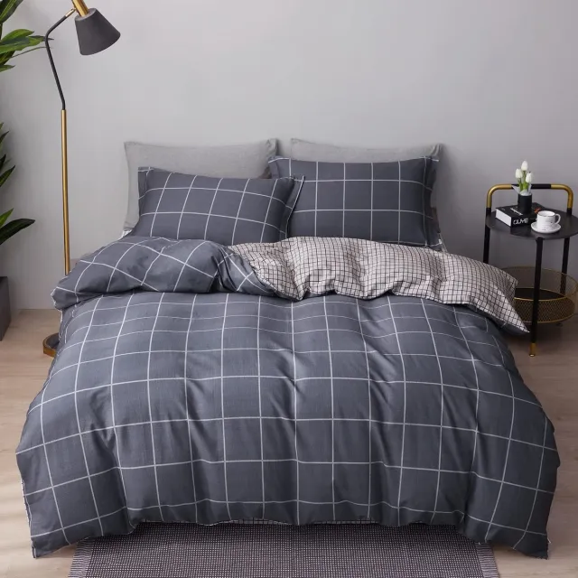Ibenzoa Beddengoedset van Hoogwaardig Katoen met Klassiek Design en Praktische Details voor Optimaal Comfort grijs