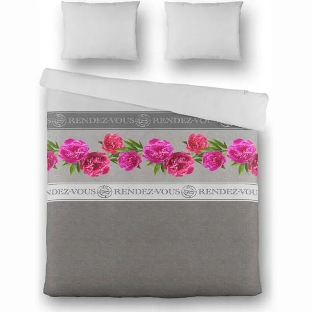 BYRKLUND Dekbedovertrek Bogense - 2-persoons (200 x 220 cm) - Katoen - Grijs | Meerkleurig | Multi | Multicolor | Roze - Byrklund Licht grijs