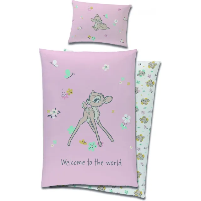 Disney Bambi BABY Dekbedovertrek, Welcome - 90 x 120 cm - Katoen Roze