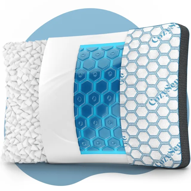 CozySense PolarGel Hoofdkussen - Kussen tegen Nekklachten - Slaapkussen - Pillow - Coolgel Pad - Vulbaar Traagschuim - Zijslaper, Rug, & Buikslaper Wit