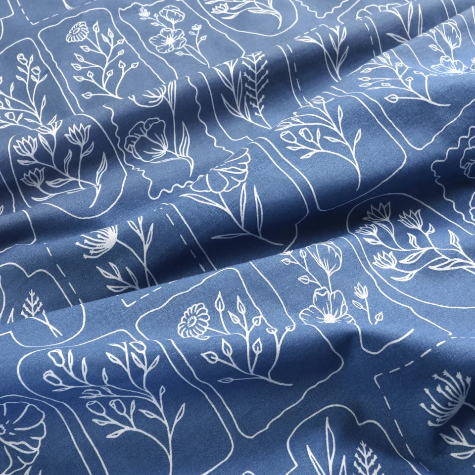 NOUS Living katoenen dekbedovertrek 2-persoons (200x220 cm) blauw, foto 5