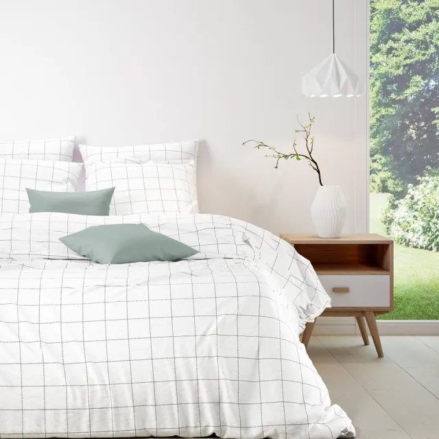 Mistral Home DEKBEDOVERTREK - katoen renforcé - 240 x 220 cm + 2x 65 x 65 cm - lits-jumeaux - strepen - wit