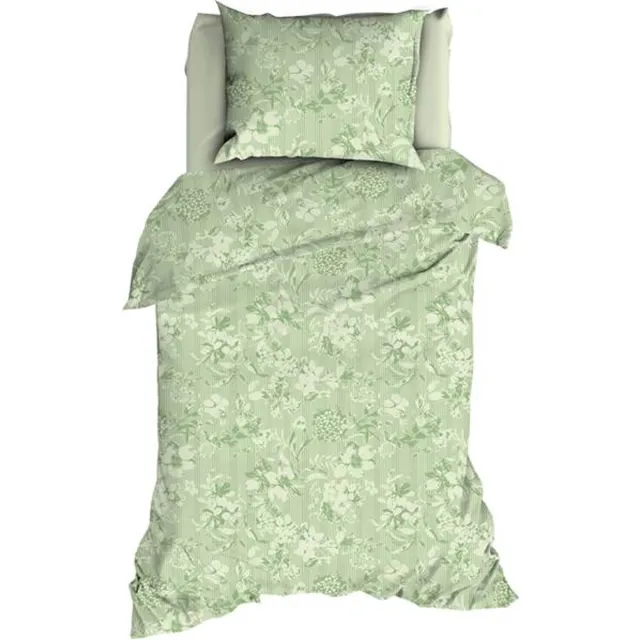 Romanette Victorine Dekbedovertrek - Eenpersoons - 140x200/220 cm - Groen