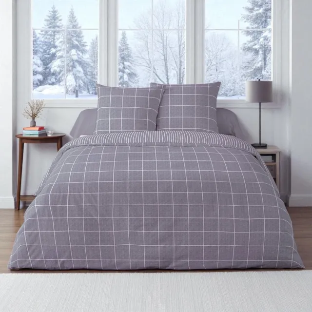 bedlin Dekbedovertrek Flanel - Winter - 240 x 220 cm - Lits-Jumeaux - Ehcon Jade Grijs