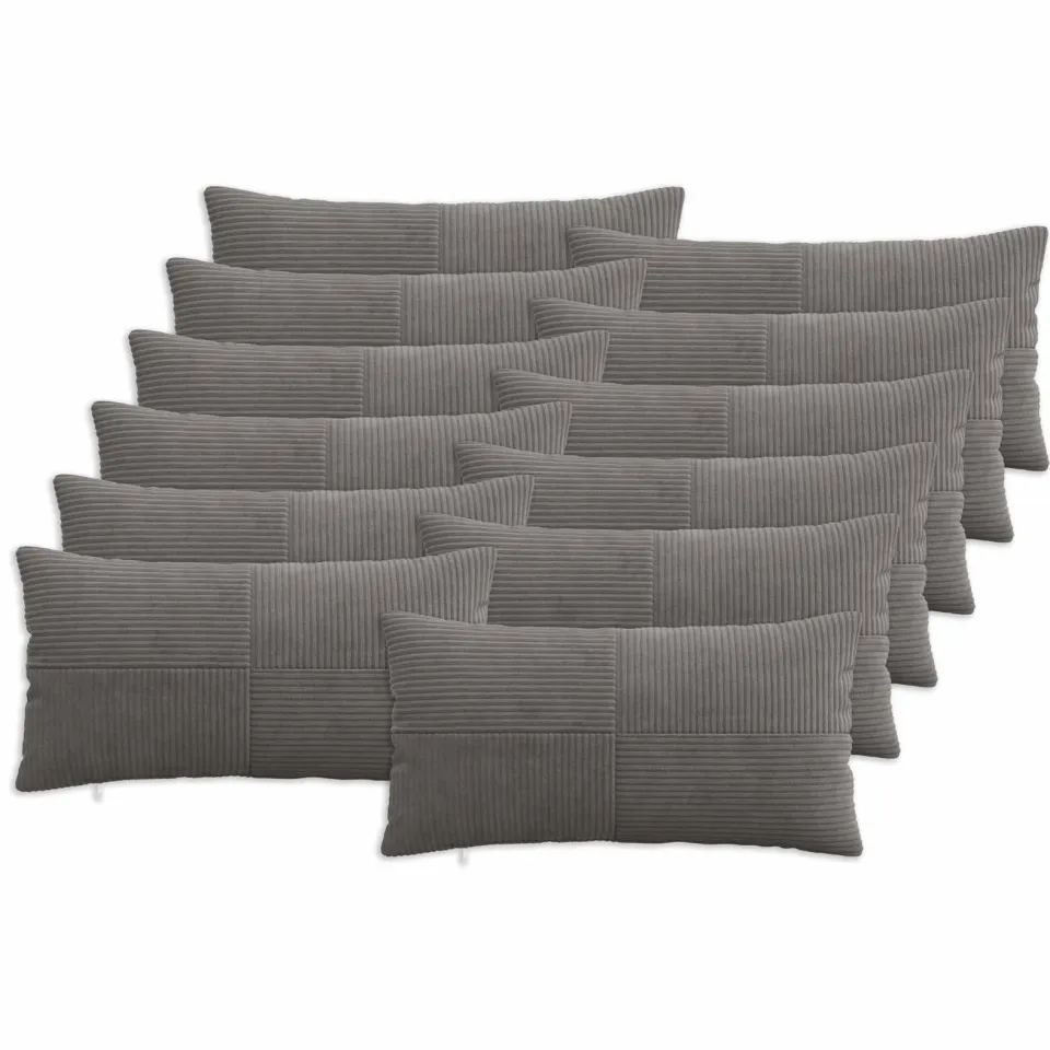 vidaXL Kussensloop 12 st ALMELO Donkergrijs 40 x 80 cm corduroy, foto 3