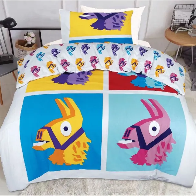 Arie's Bedding Fortnite Lama DBO 140x200 blauw,roze,geel