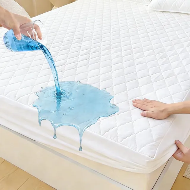 Famanu Waterdichte matrasbeschermer, 90 x 200 cm, ademende matrasbescherming, vochtbescherming met spanlakens voor matrassen van 4–28 cm breedte Wit