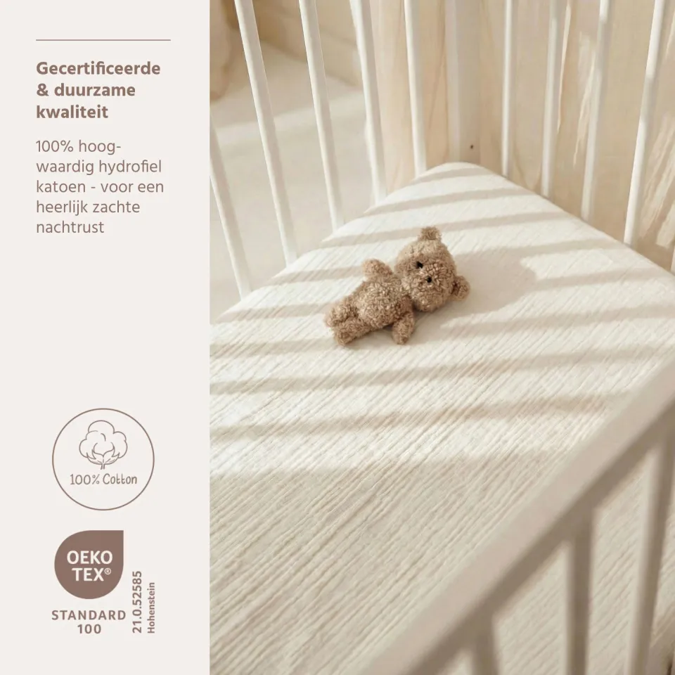 Meyco hoeslaken juniorbed pre-washed hydrofiel offwhite 70x140cm, foto 5