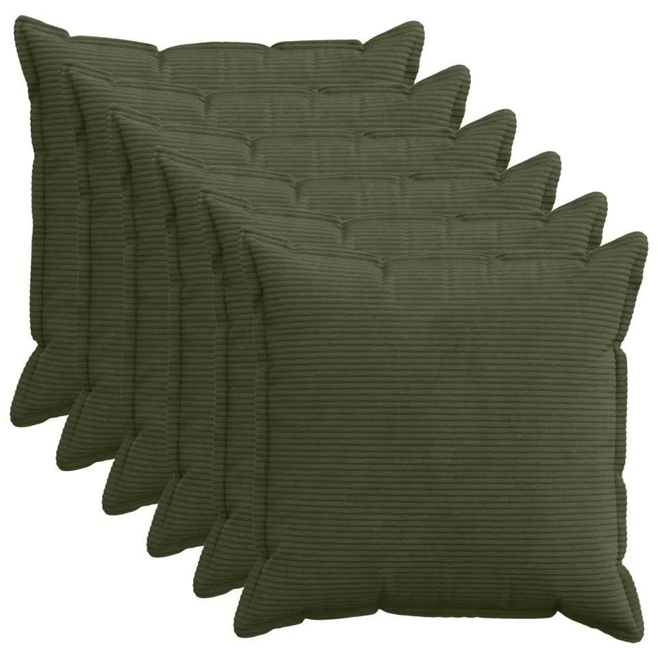 vidaXL Kussensloop 6 st HOUTEN Groen 80 x 80 cm corduroy, foto 3