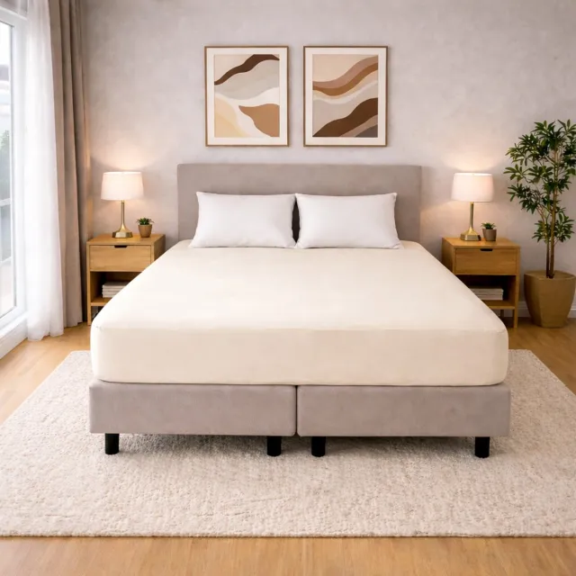 Polydaun hoeslaken - Jersey - ecruwit - 90x200/220 cm