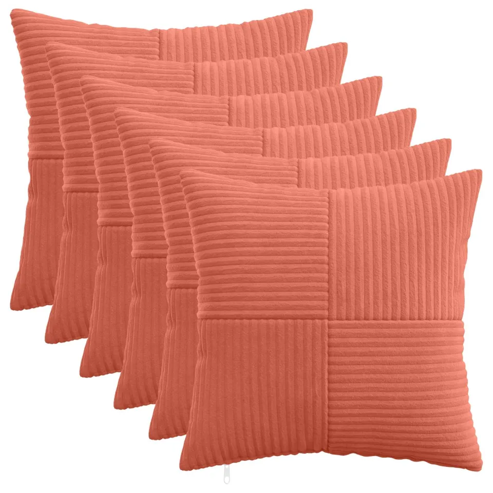 vidaXL Kussensloop 6 st ALMELO Rood-oranje 40 x 40 cm corduroy, foto 3