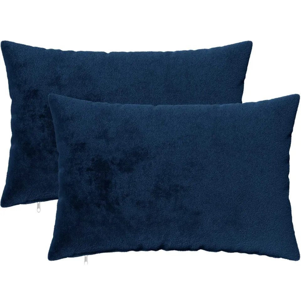 vidaXL Kussensloop 2 st HEERLEN Marineblauw 50 x 80 cm Flanel