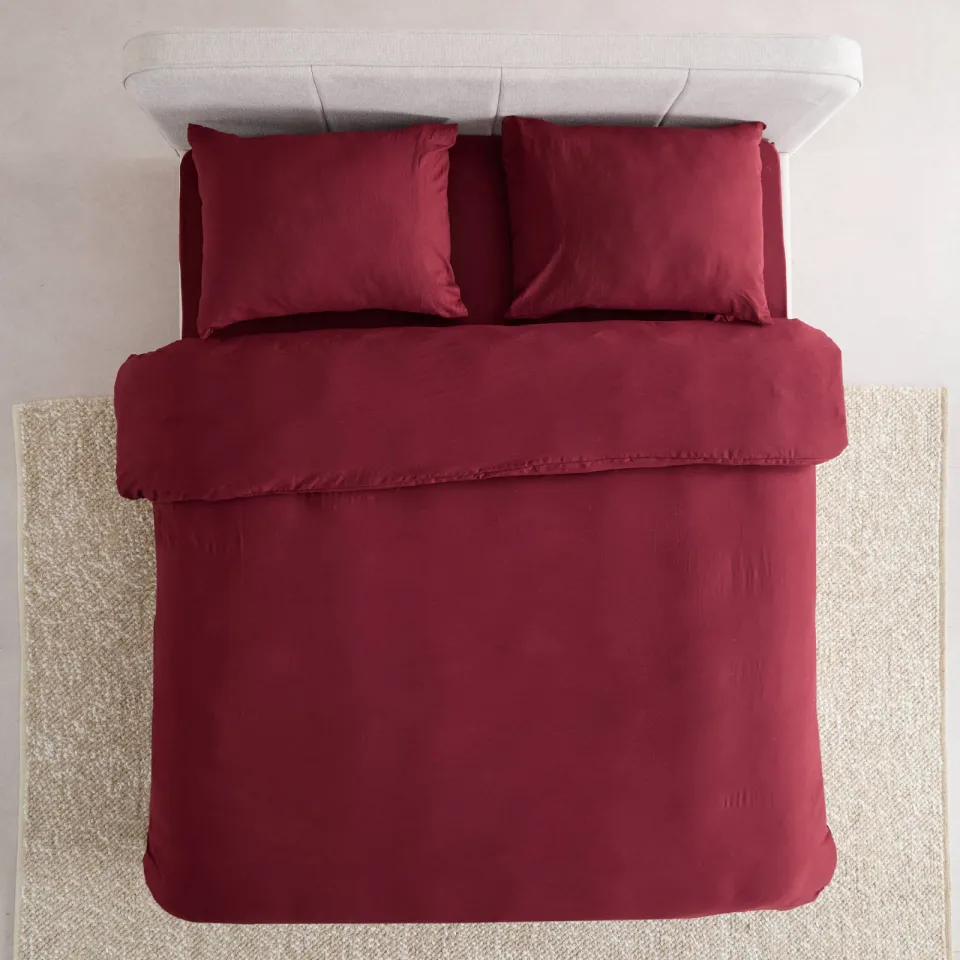 NOUS Living super soft dekbedovertrek donkerrood