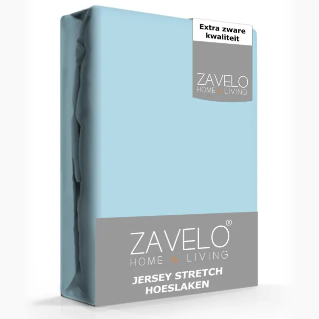 Zavelo Jersey Hoeslaken Ice-Blue-2-persoons (140x200 cm) Blauw