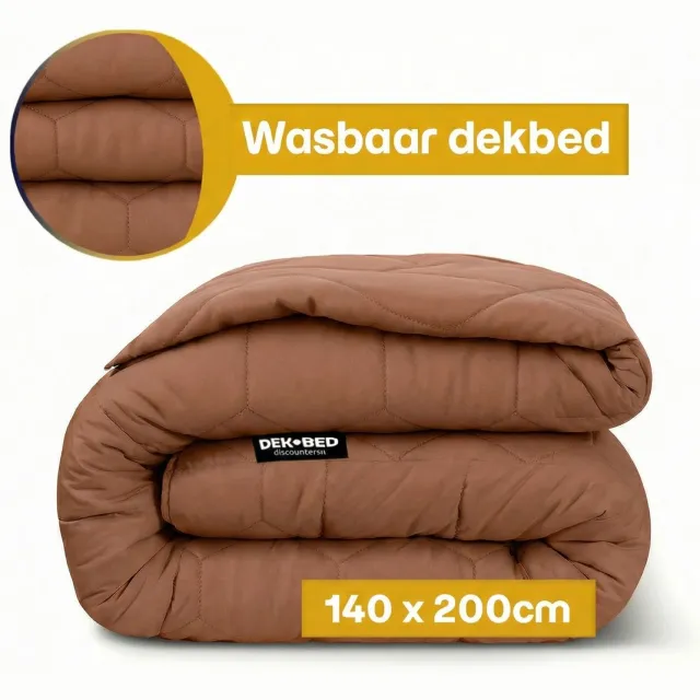 Dekbed-Discounter EazySleep Dekbed Zonder Overtrek 140 x 200 cm - Inclusief 1 kussensloop - Wasbaar op 40 graden - Wasbaar dekbed - Mocha Mousse