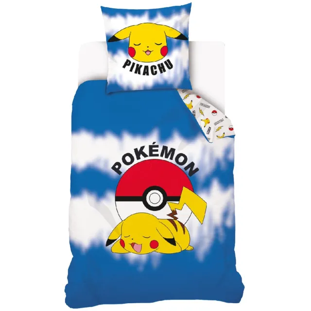 Pokémon Dekbedovertrek, Ball - Eenpersoons - 140 x 200 cm - Katoen Blauw