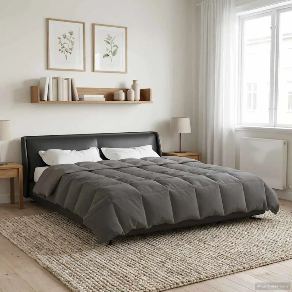 vidaXL Zomer Dekbed 220 x 260 cm Zomer Microfiber (100% polyester) lichtgrijs, foto 4