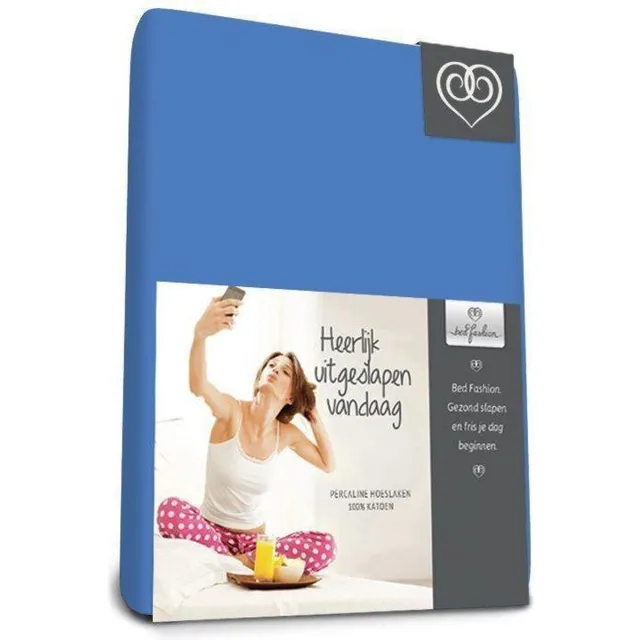 Bed-Fashion katoenen hoeslaken Medium Bleu - 180 x 220 cm - Medium Bleu