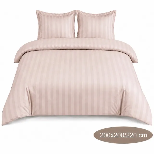 Roden Blue Gestreept Dekbedovertrek - Taupe - 200x200/220 cm - Zacht & Ademend - Strijkvrij - Inclusief Kussenslopen - Hotel Luxe Uitstraling