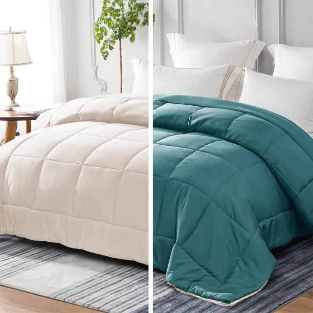 Unyqoos Ademend en comfortabel dekbed met dubbelzijdig ontwerp voor elk seizoen blauwgroen beige