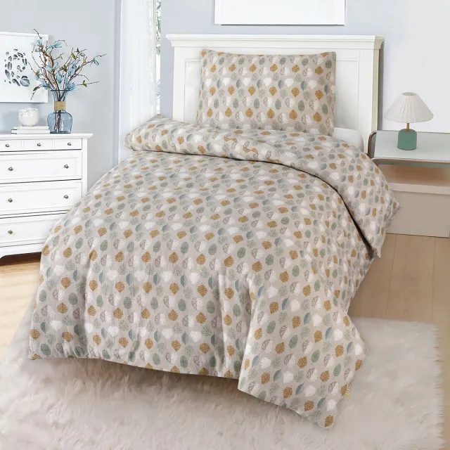 BED GLOW & APPAREL 1-Persoons Dekbedovertrekset 140x200 cm met 1 Kussenslopen 60x70 cm – 100% flannel– Vrierkanten meer kleurig