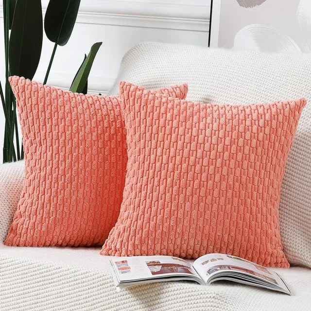 Unyqoos Stijlvolle Set van 2 Decoratieve Boho Gestreepte Kussenhoezen voor Slaapkamer en Bank, 50 x 50 cm koraalrood