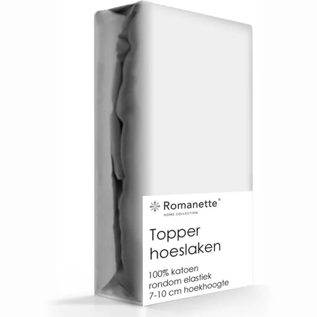 Romanette topper hoeslaken - Silver - Lits-jumeaux (160x200 cm)