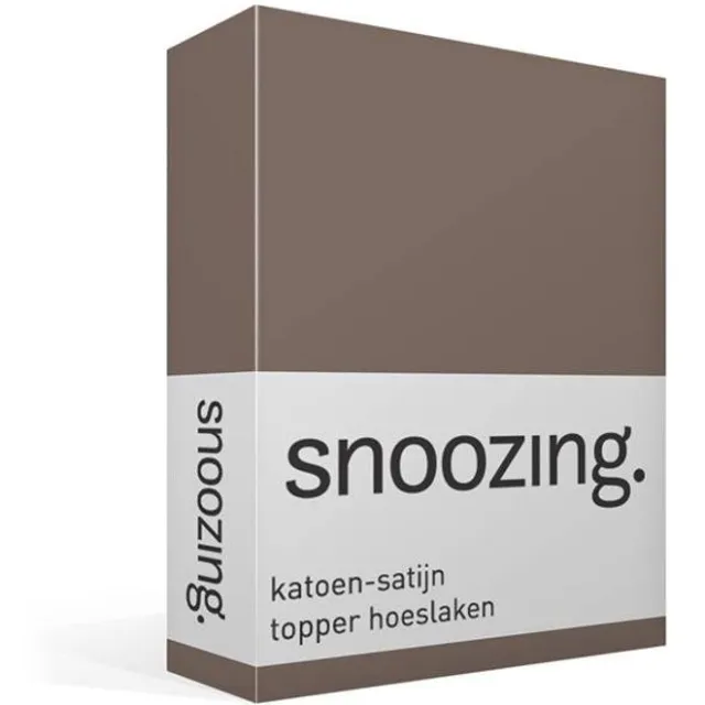 Snoozing Katoen-satijn - Topper - Hoeslaken - Eenpersoons - 100x200 cm - Bruin