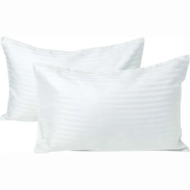 Homescapes Kinder Kussensloop 40x60 cm – Set van 2 – Blauw – Satijnstreep 100% Egyptisch Katoen – OEKO-TEX®