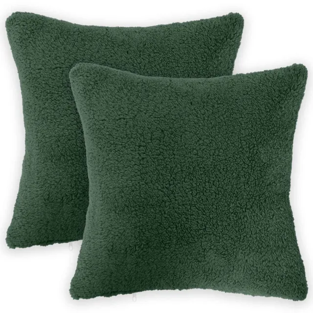 vidaXL Kussensloop 2 st HEERLEN Donkergroen 30 x 30 cm Bouclé