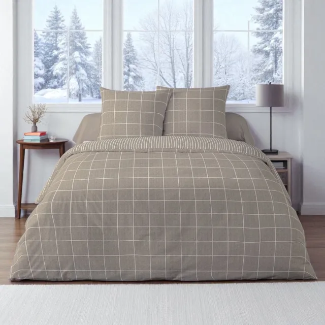 bedlin Dekbedovertrek Flanel - Winter - 240 x 220 cm - Lits-Jumeaux - Ehcon Taupe