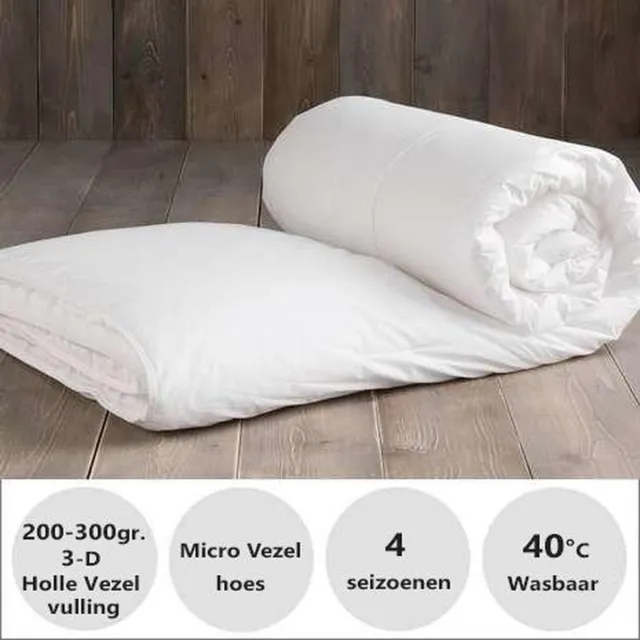 Wellbed Dekbed - Wellbed Classic - vier seizoenen - 1 persoons - 4 seizoenen - Anti Allergie - 140x200 cm wit