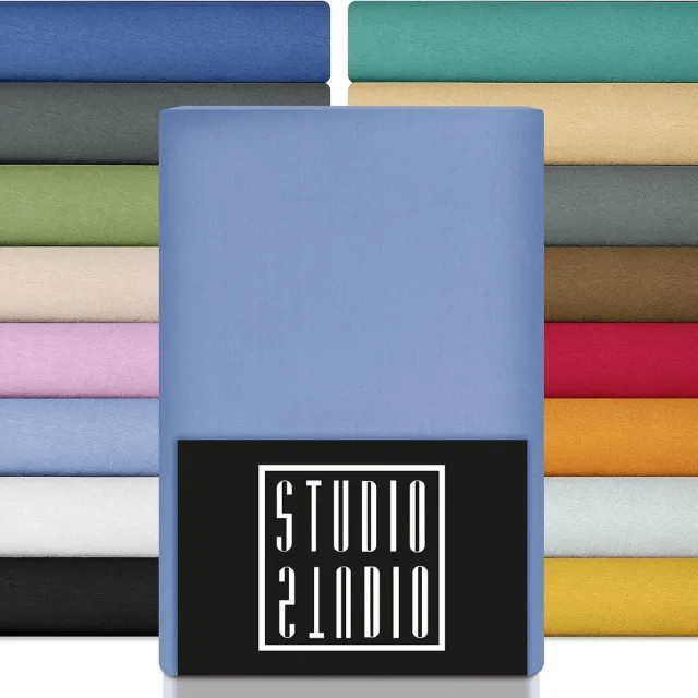 Basic fitted sheet 160x200cm, 100% combed cotton, OekoTEX 100, brand quality, sheet fitted sheet jersey 160x200 for all standard mattresses up to 25cm high, medium blue Blauw
