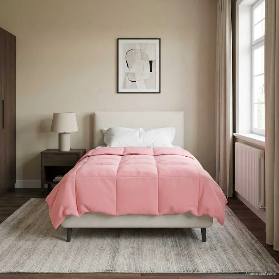 vidaXL Vol jaar dekbed 155 x 200 cm Microfiber (100% polyester) Roze, foto 4