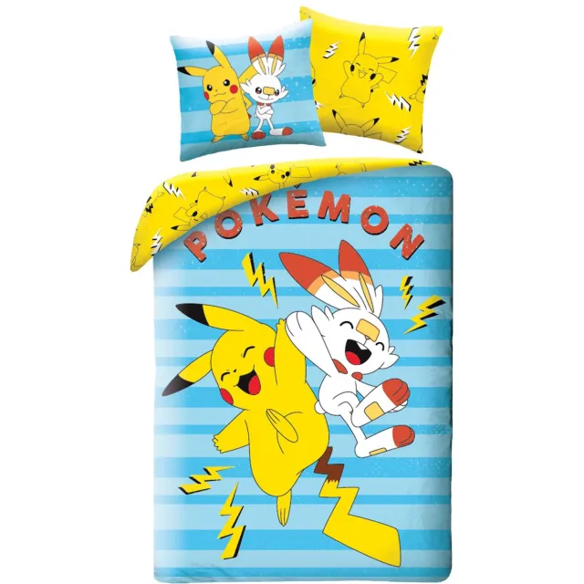 Pokémon Dekbedovertrek, High Five - Eenpersoons - 140 x 200 cm - Katoen Blauw