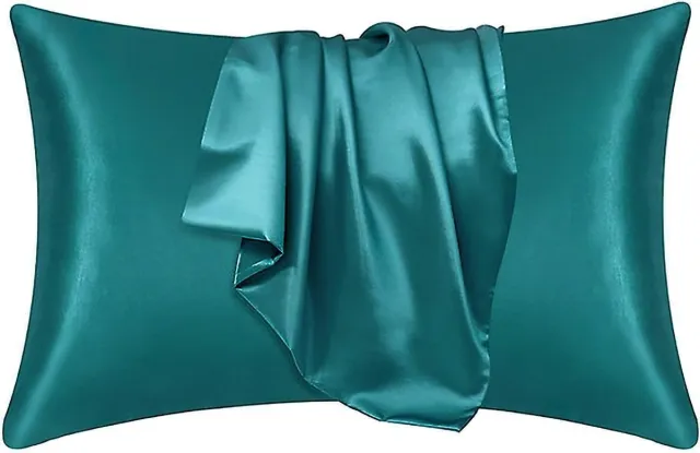 AfricanFabs Satijnen kussensloop Teal 60 x 70 cm hoofdkussen formaat - AfricanFabs® Satin pillow case / Zijde zachte kussensloop van satijn (1 stuks) Turquoise