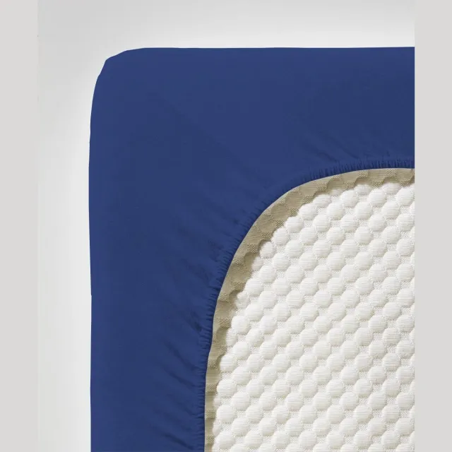 Fleuresse XXL hoeslaken | Jersey stretch hoeslaken | gemaakt van katoen en elastaan | Made in Germany | wasbaar op 60 graden | geschikt voor matrassen tot 40 cm hoog | marineblauw