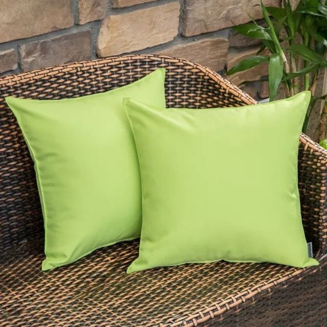 Famanu Set van 2 outdoor kussenhoezen, waterdichte kussenslopen, decoratieve bankkussens, weerbestendige overtrekken, 45 x 45 cm, ideaal voor tuin en balkon Zwart