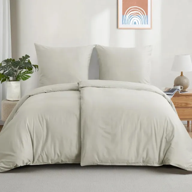 Ibenzoa Beddengoedset van Katoen in Beige met Ritssluiting en Oeko-Tex Certificering