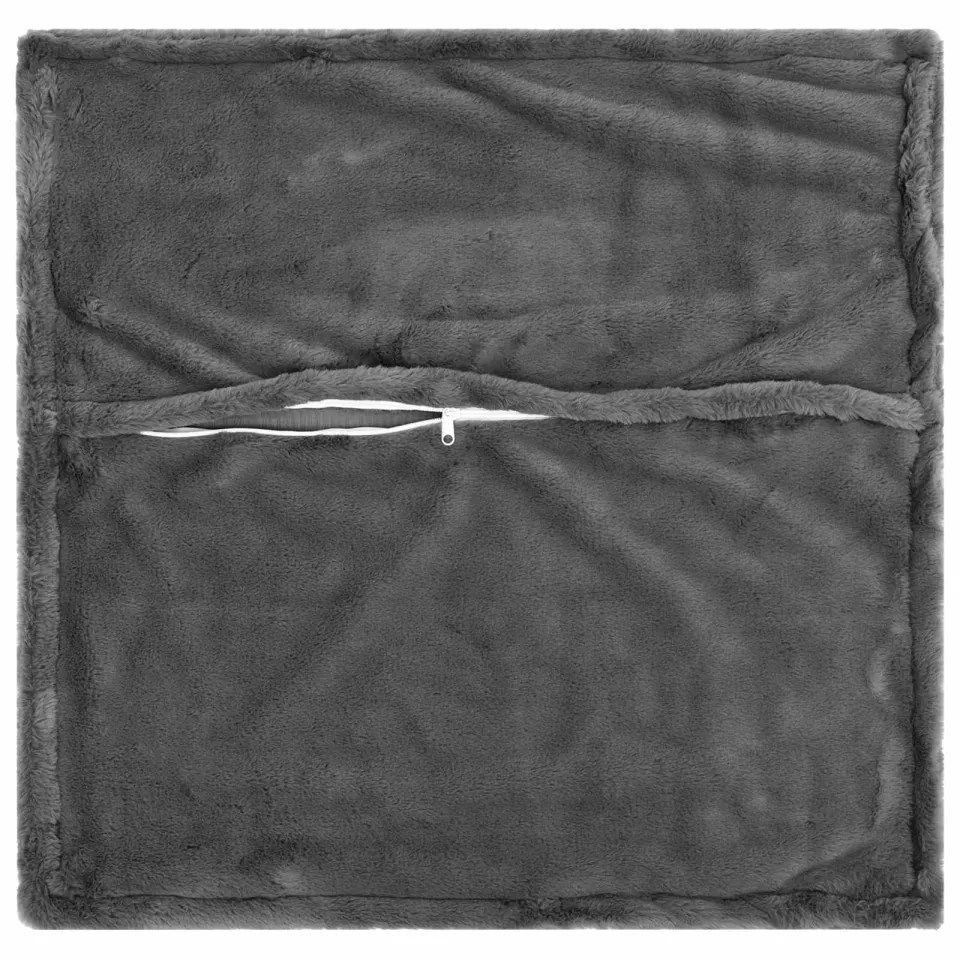 vidaXL Kussensloop 6 st HOUTEN Donkergrijs 60 x 60 cm Nep Konijnenbont, foto 4