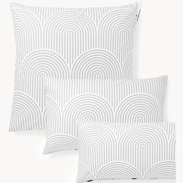 Westwing Collection Katoenen kussenhoes Arcs Grijs